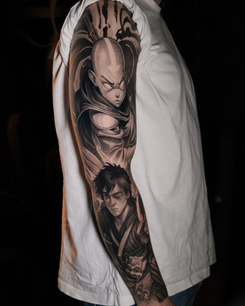 Graphic tattoo Графічне тату Рукав графіка, фото - Тату мастер Дмитрий Масонов