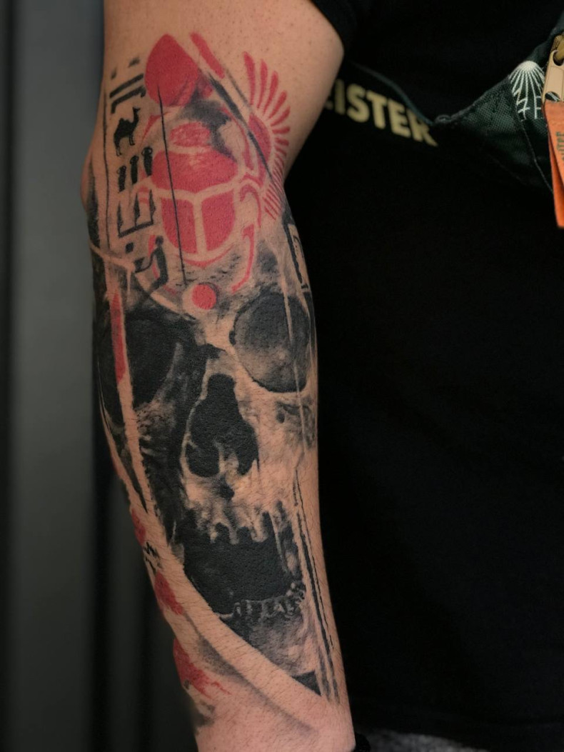 Для хлопців на передпліччі череп, фото - Тату салон Free Art Tattoo