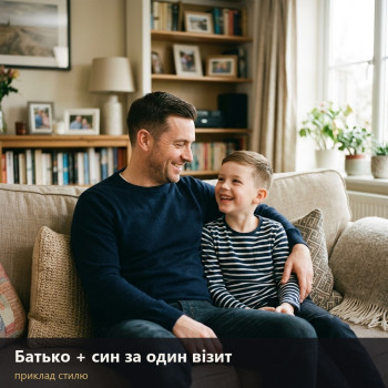 Приклад: стрижка батька й сина за один візит удома.