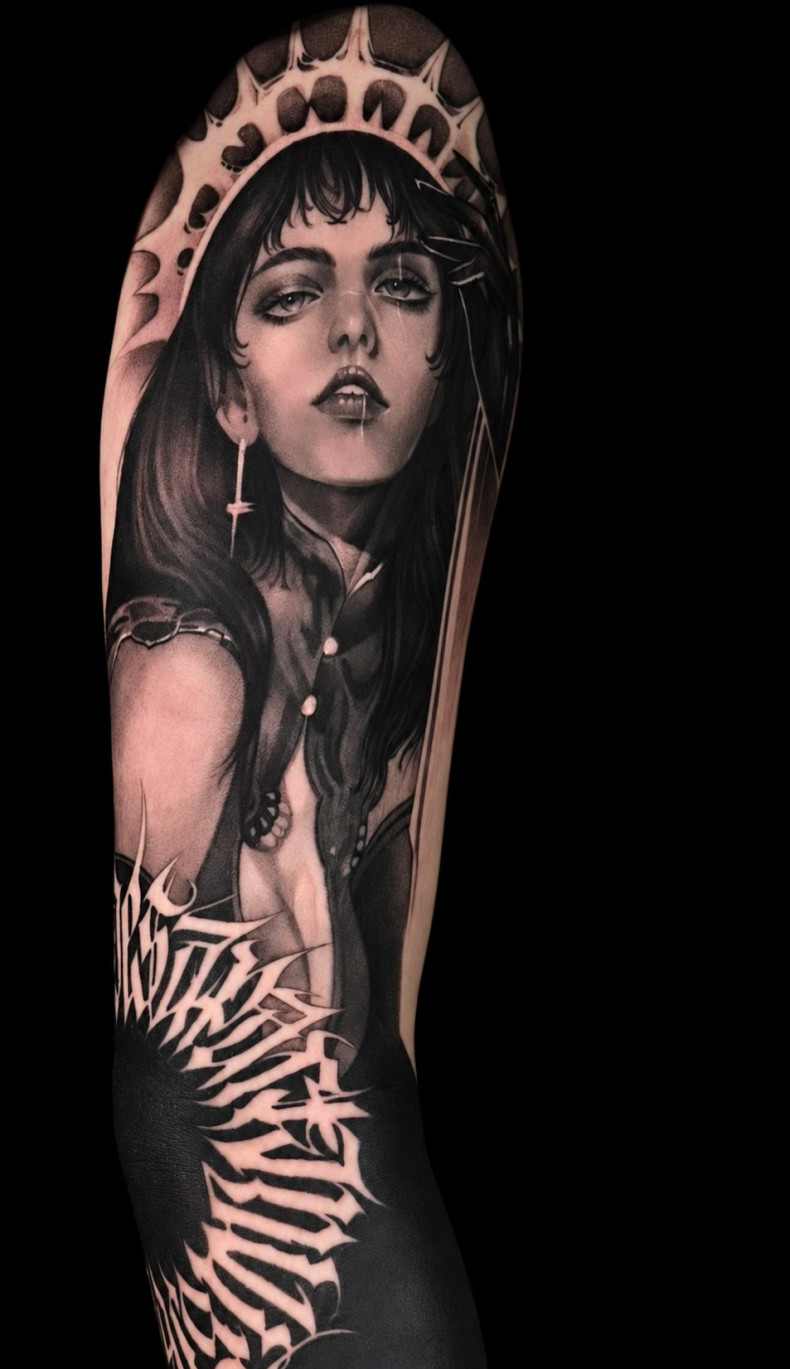 Женские на руке рукав, фото - Тату салон Zoria Tattoo