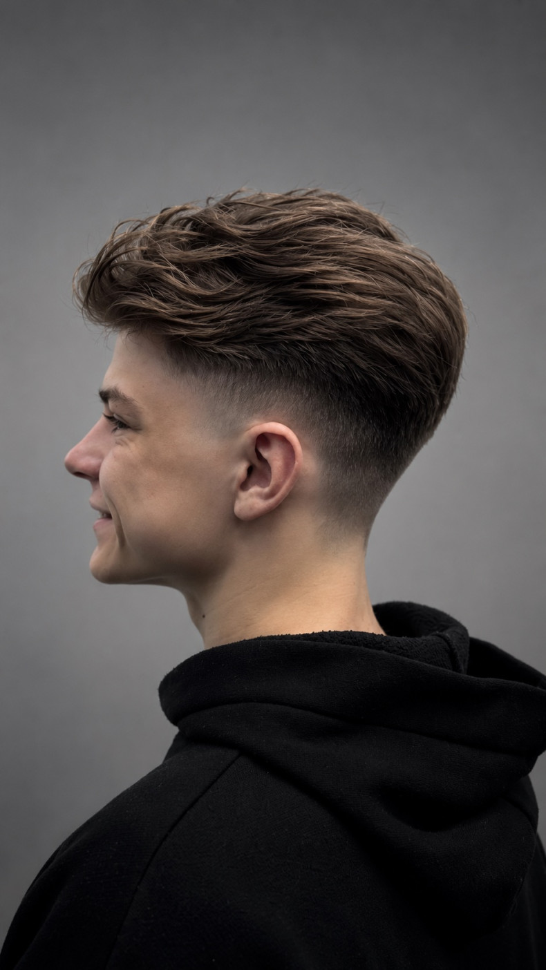 Чоловіча стрижка на середнє волосся фейд, фото - Барбершоп RAP BARBERSHOP