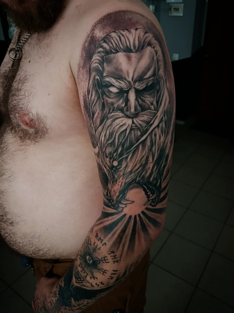 Мужские волк на руке, фото - Тату мастер Дмитрий Tattooin