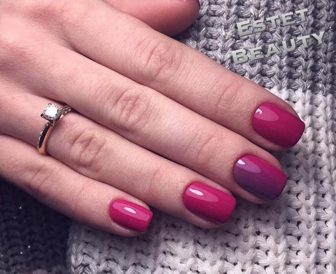 Манікюр на короткі нігті яскравий рожевий, фото -  Estet Beauty salon