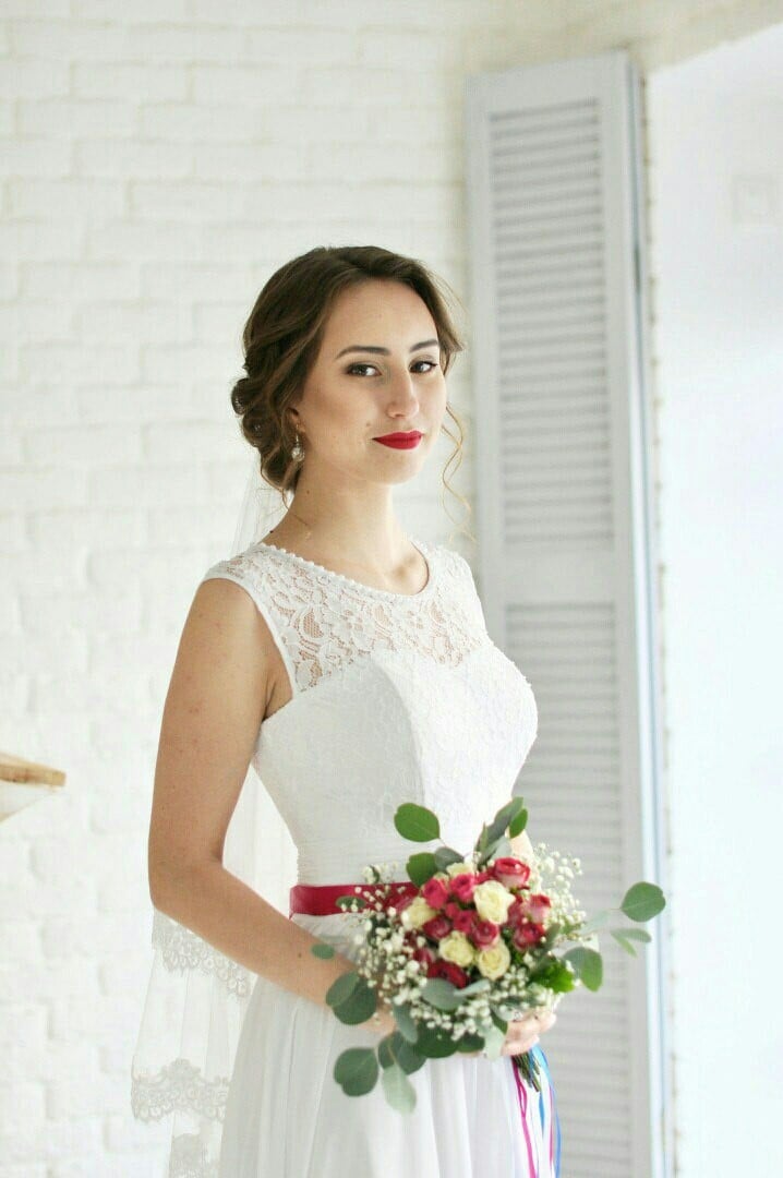 Фотосесія у студії весільна з букетом, фото - Візажист Екатерина Бочарова