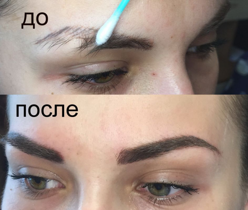 Перекрытие микроблейдинга, техника "растушевка", фото -  