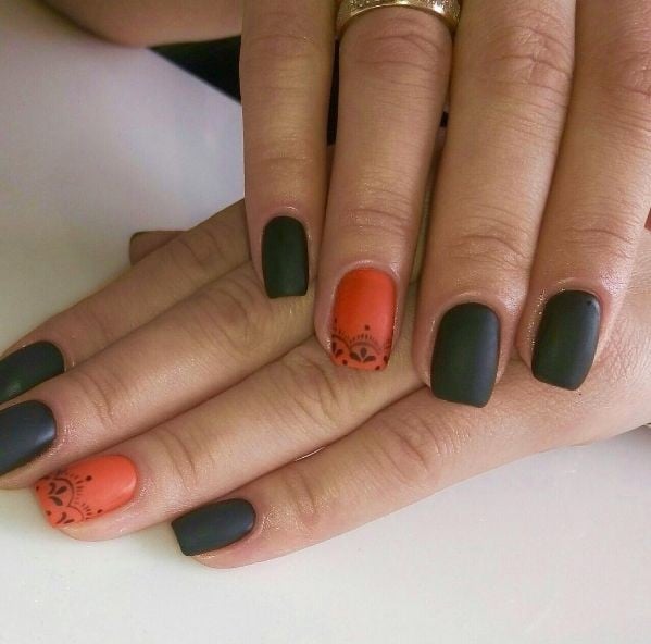 Чорний манікюр матовий на квадратні нігті, фото -  Nail Bar
