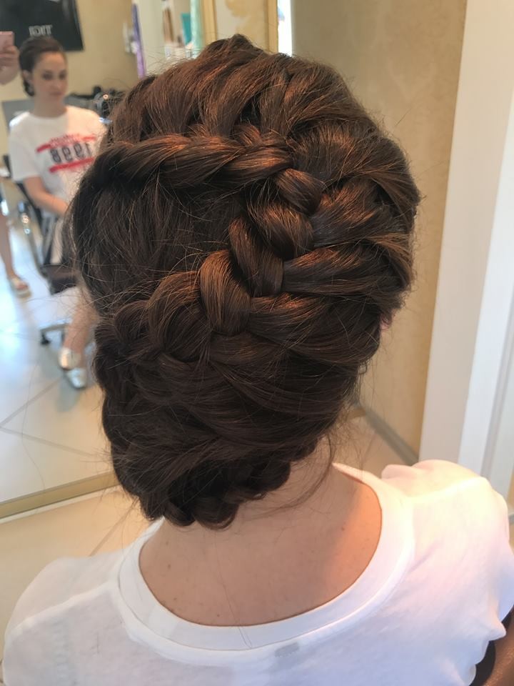 Укладка волосся плетіння коричневий колір, фото -  Beauty  studio by Alina Kolesnik