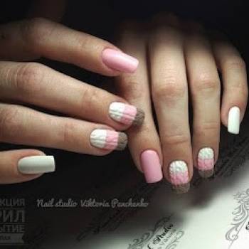 Акриловый френч + вязаный дизайн (когда хочется чего то тепл