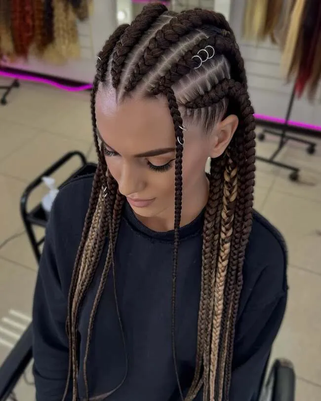 Ярко-розовое афроплетение с аксессуарами на ребенке